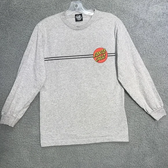 Santa Cruz Skateboards T Shirt Men's Size S Gray Long Sleeve Classic Dot Logo - Picture 2 of 8